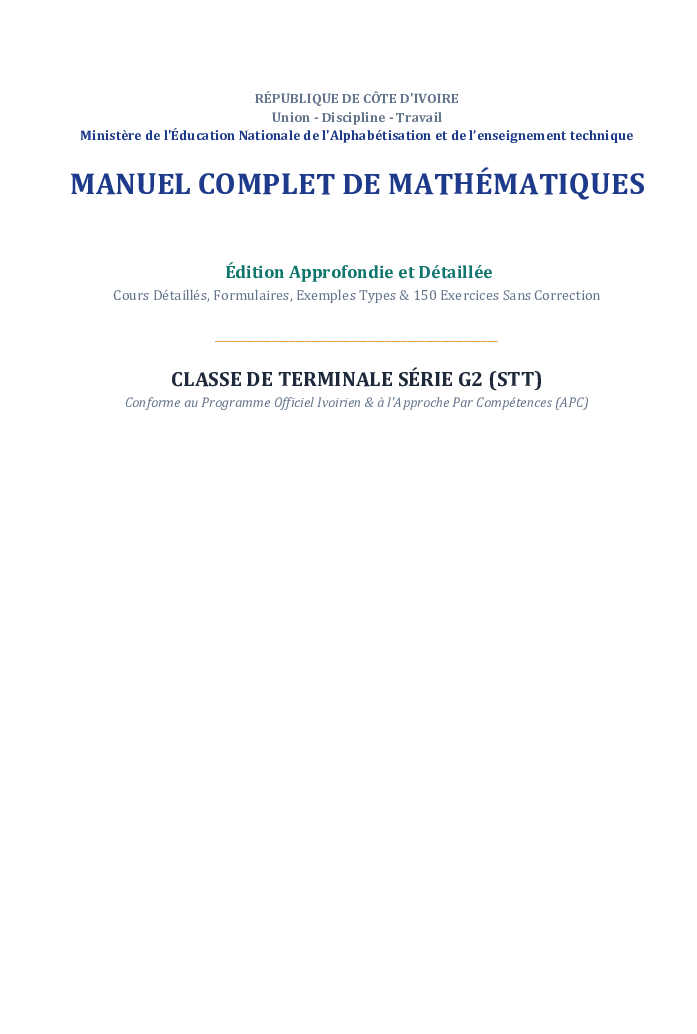 Manuel  Mathématiques Terminale G2